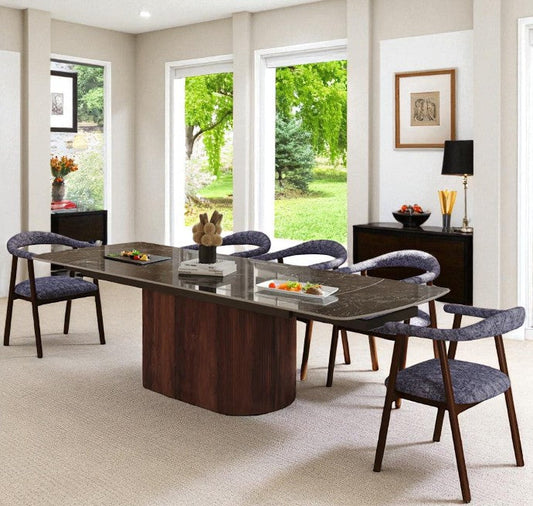 AURELIA WITH PEDESTIL LEGS BLACK WITH 6 TORINO BLACK CHAIRS DINING SET