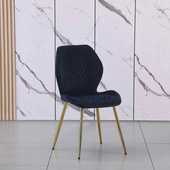 BRENT LIGHT BLUE/ DARK BLUE SILVER/GOLD LEGS DINING CHAIRS (SET OF 4)