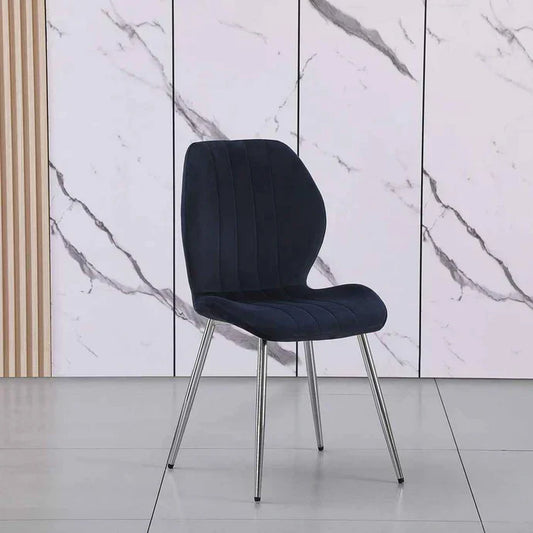 BRENT LIGHT BLUE/ DARK BLUE SILVER/GOLD LEGS DINING CHAIRS (SET OF 4)