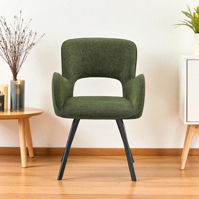 BELLUNO TWIST GREY AND 6 BRUTAS CHAIRS GREEN DINING SET