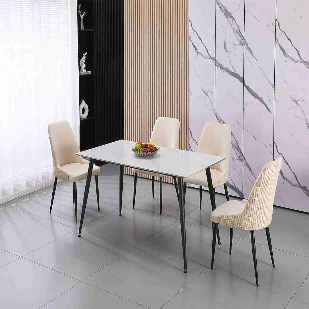 LARKIN TABLE WHITE WITH BLACK LEGS