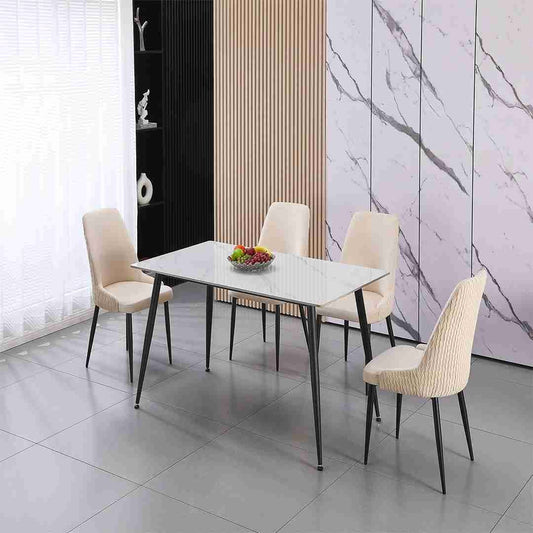 LARKIN TABLE WHITE WITH BLACK LEGS