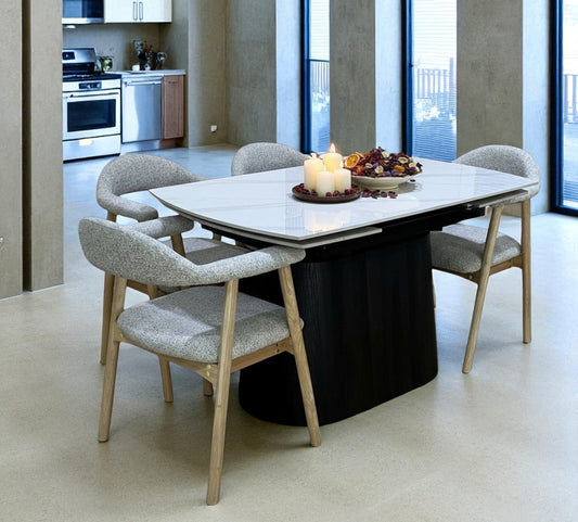 BELLUNO TWIST WHITE WITH TORINO MIXED COLOUR CHAIRS DINING SET