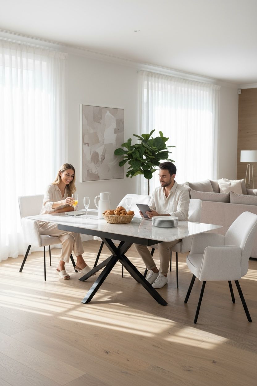 SAVONA DINING TABLE WITH 6 VENEZIA CREAM CHAIRS DINING SET