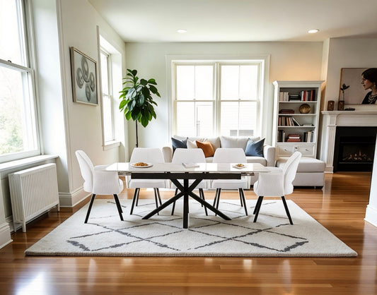 SAVONA DINING TABLE WITH 6 VENEZIA CREAM CHAIRS DINING SET