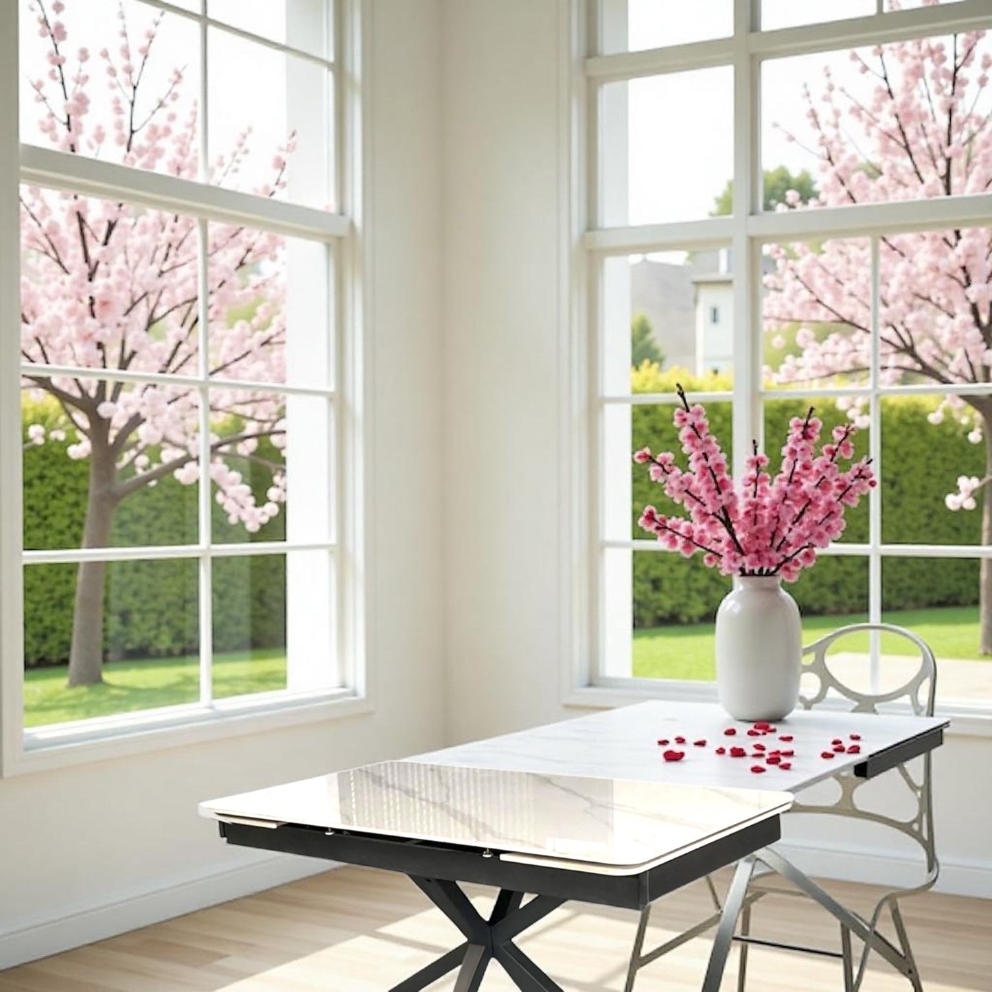 SAVONA DINING TABLE WITH 6 VENEZIA CREAM CHAIRS DINING SET