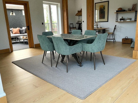 AREZZO GREEN WITH 4 RUSSELL BLUE CHAIRS DINING SET