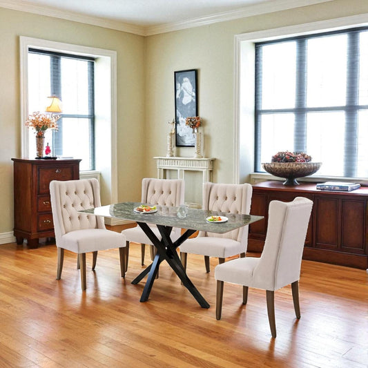 AREZZO WHITE WITH 4 ANDREA GREY CHAIRS DINING SET