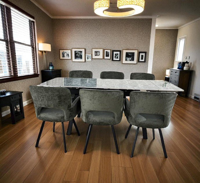 SORRENTO GREEN  WITH 6 BRUTAS GREEN CHAIRS DINING SET