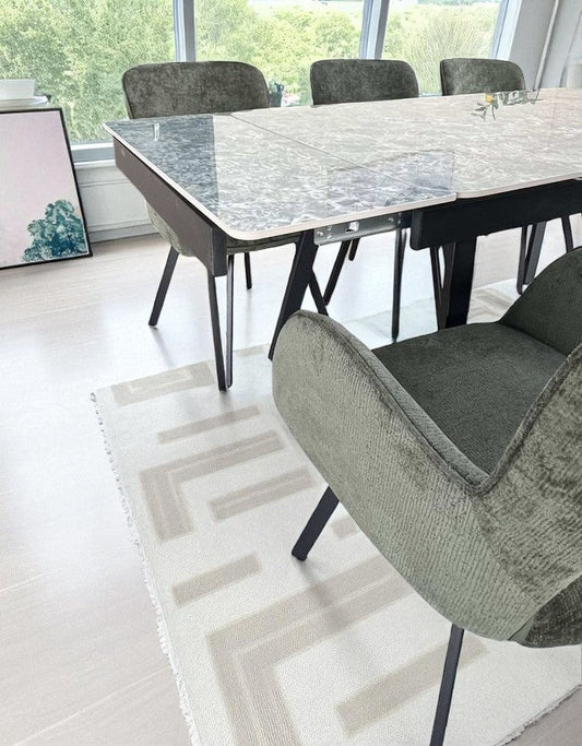 SORRENTO GREEN  WITH 6 BRUTAS GREEN CHAIRS DINING SET