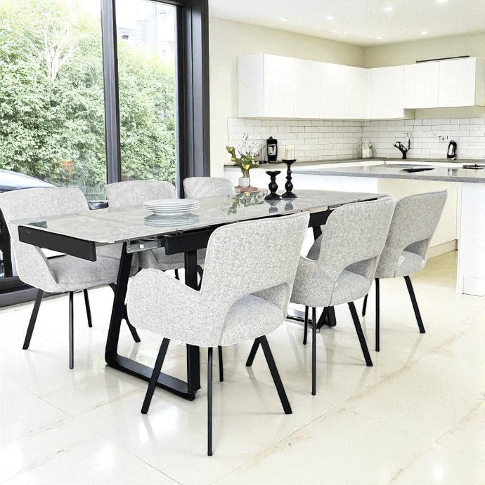 SORRENTO GREEN WITH 6 BRUTUS HEVRE 22 CHAIRS DINING SET