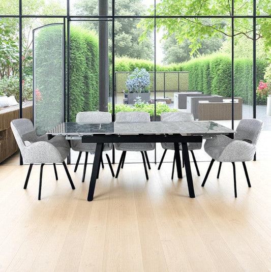 SORRENTO GREEN WITH 6 BRUTUS HEVRE 22 CHAIRS DINING SET