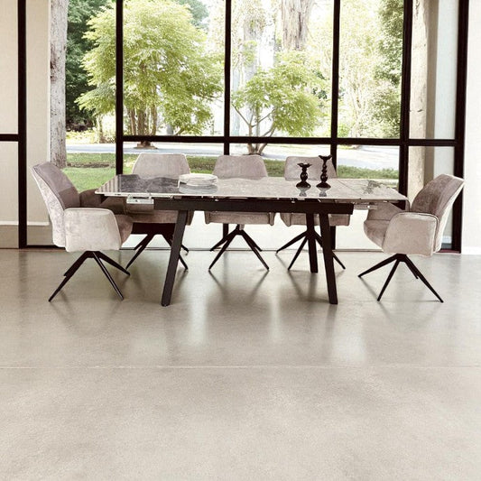 SORRENTO GREEN  WITH 6 VENEZIA GREY CHAIRS DINING SET