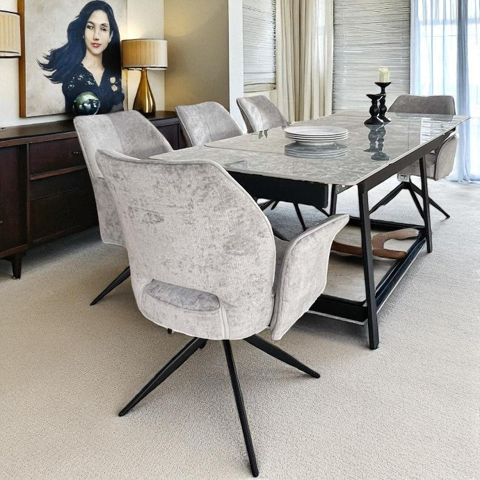 SORRENTO GREEN  WITH 6 VENEZIA GREY CHAIRS DINING SET