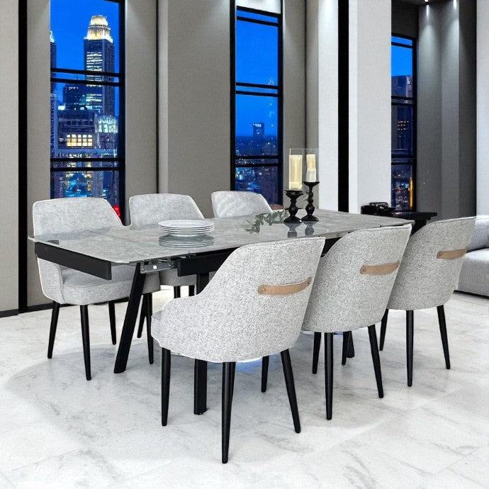 SORRENTO GREEN WITH 6 HARRISON HAVRE 22 CHAIRS DINING SET