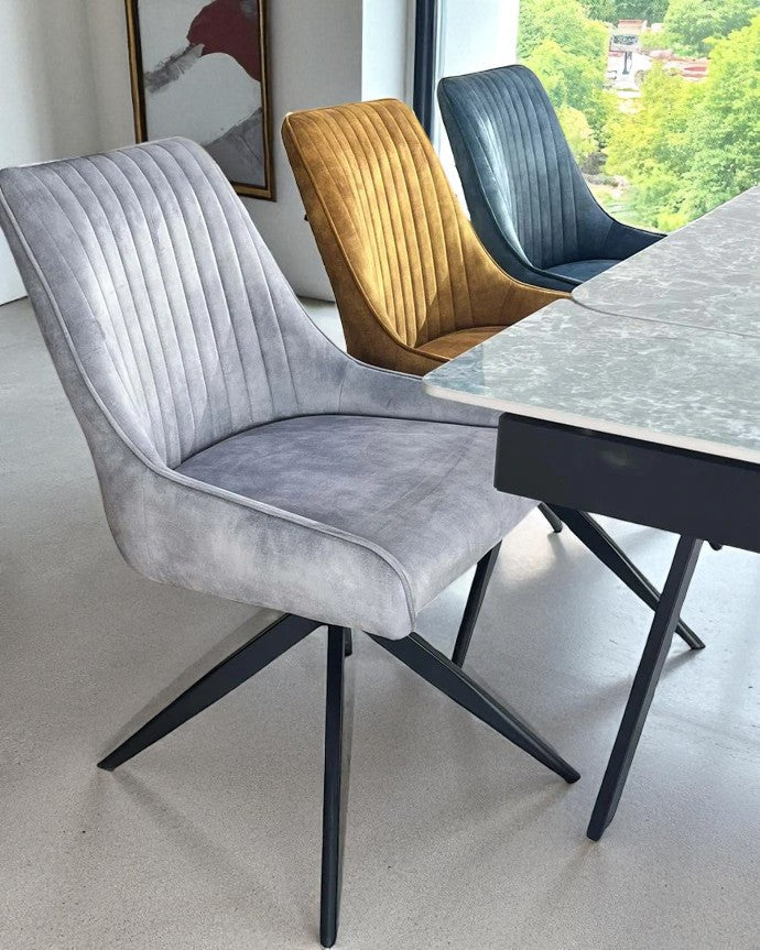 SORRENTO GREEN WITH 6 RUSSELL MIXED COLOURS CHAIRS DINING SET