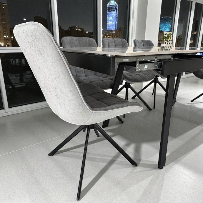 SORRENTO GREEN WITH 6 LARKIN GREY CHAIRS DINING SET