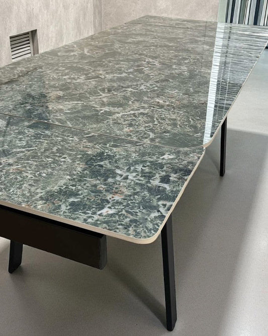 SORRENTO GREEN WITH 6 LARKIN GREY CHAIRS DINING SET