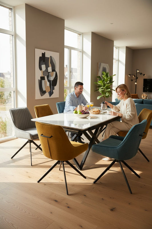 SAVONA DINING TABLE WITH 6 MIX RUSSELL CHAIRS DINING SET