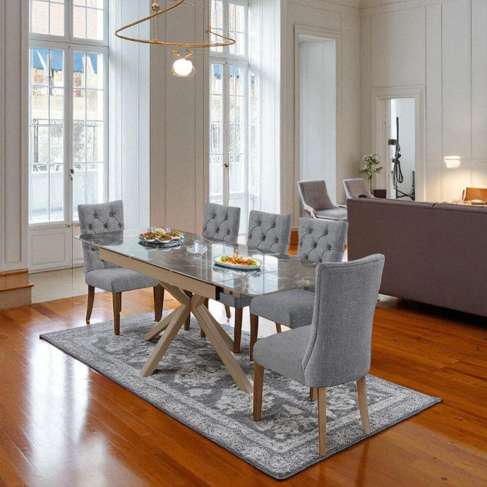 SAVONA BEECH WITH 6 ANDREA LIGHT CHAIRS DINING SET