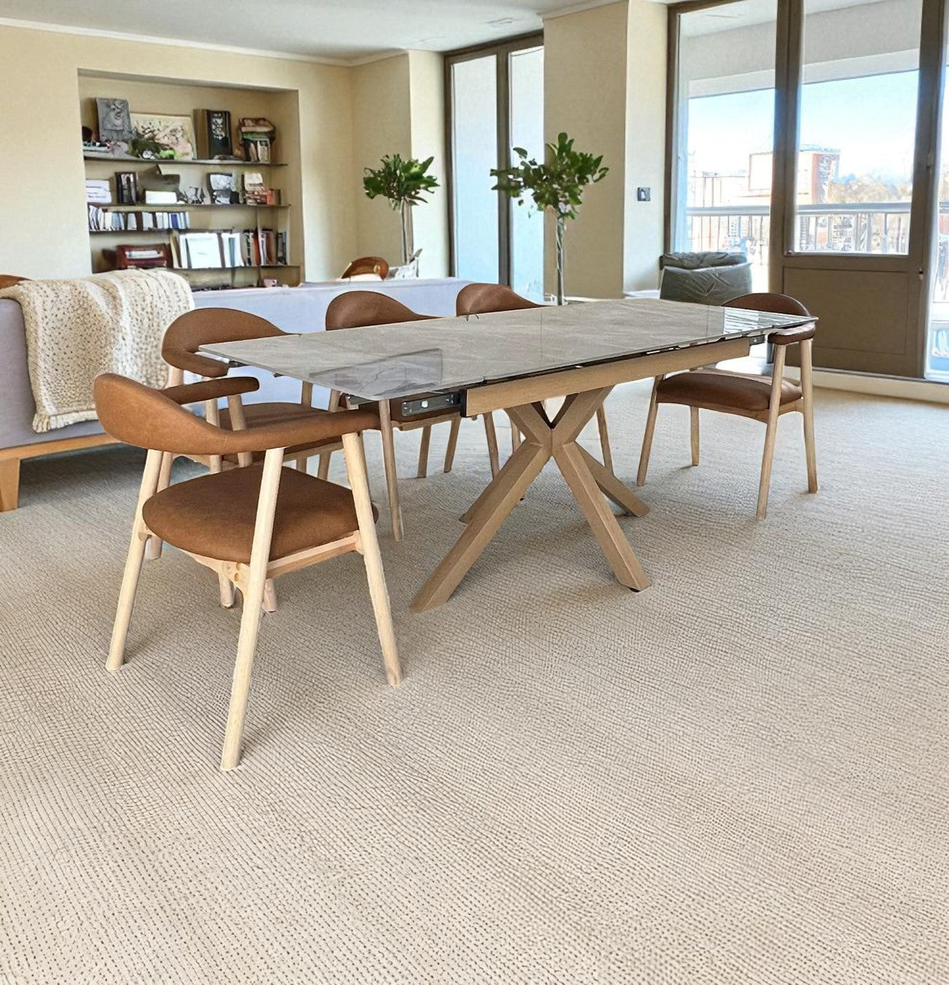 SAVONA DINING TABLE WITH 6 TORINO PU  CHAIRS DINING SET