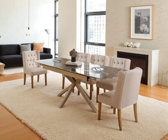 SAVONA BEECH WITH 6  BALBOA MINK CHAIRS DINING SET