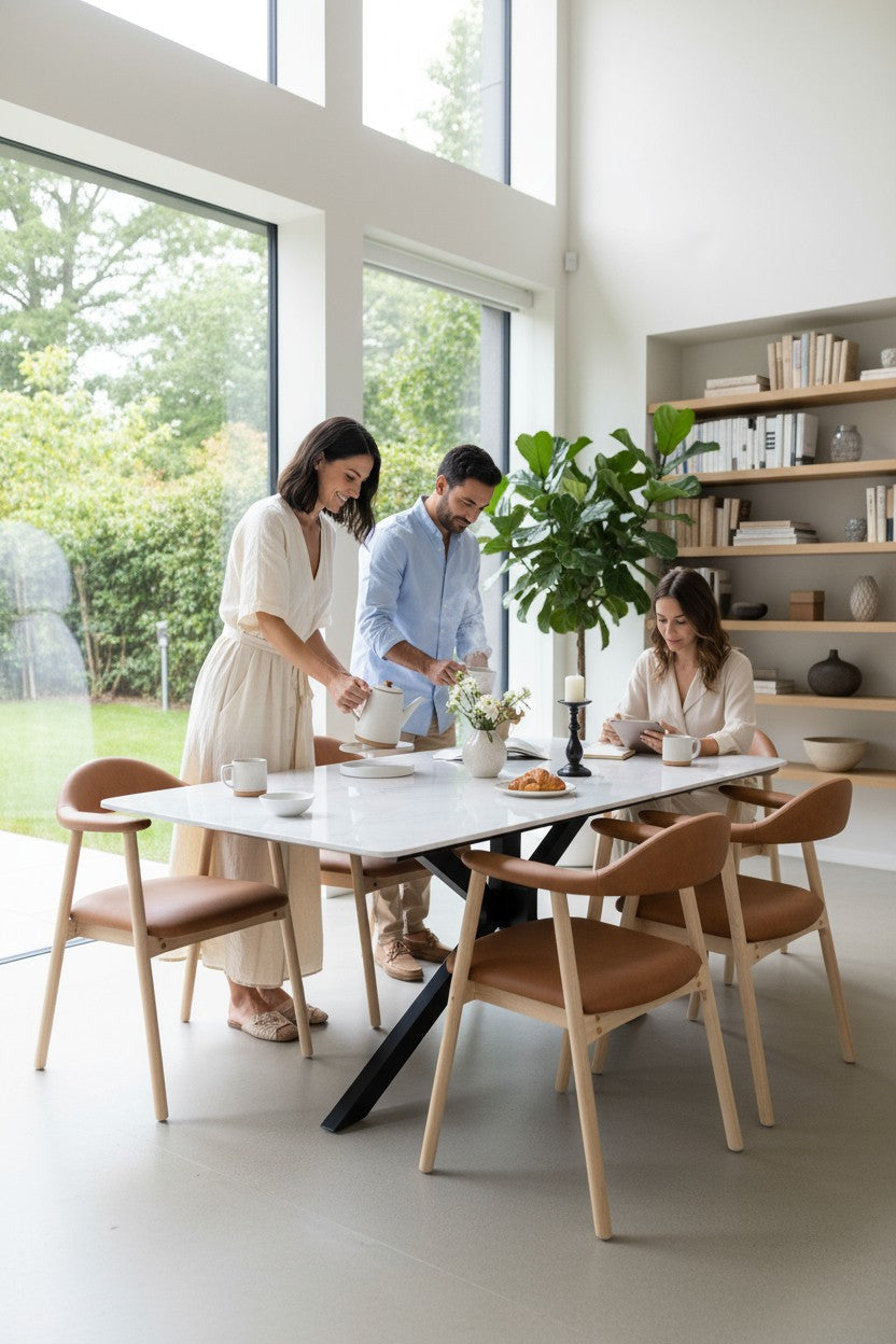 SAVONA DINING TABLE WITH 6 TORINO PU  CHAIRS DINING SET