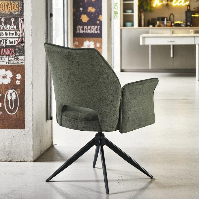 AURELIA WITH PEDISTAL LEGS WITH 6 VENEZIA GREEN  CHAIRS GREEN DINING SET