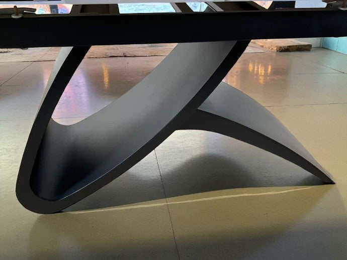 AURELIA WITH INFINITY LEGS GREY WITH  6 BALBOA WHITE CHAIRS DINING SET