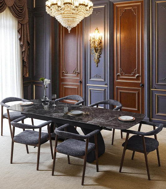 AURELIA WITH INFINITY LEGS WITH 6  TORINO GREEN   CHAIRS DINING SET