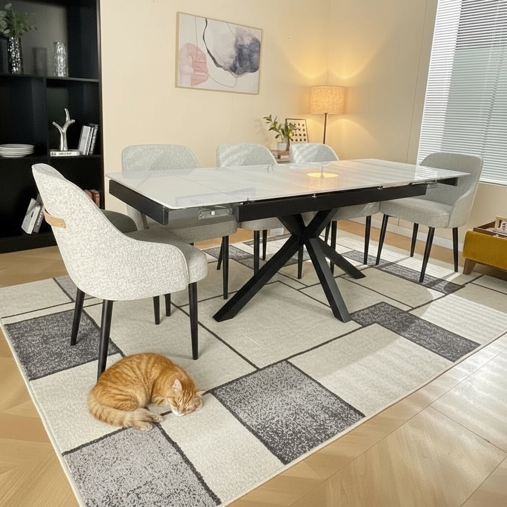 SAVONA DINING TABLE WITH 6 HEVRE 22 HARRISON GREY  CHAIRS DINING SET