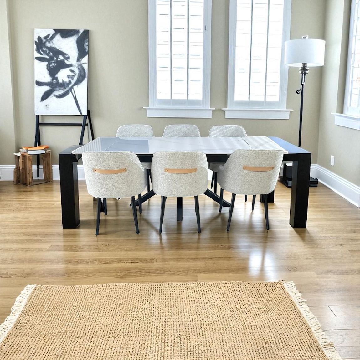 SAVONA DINING TABLE WITH 6 HEVRE 22 HARRISON GREY  CHAIRS DINING SET