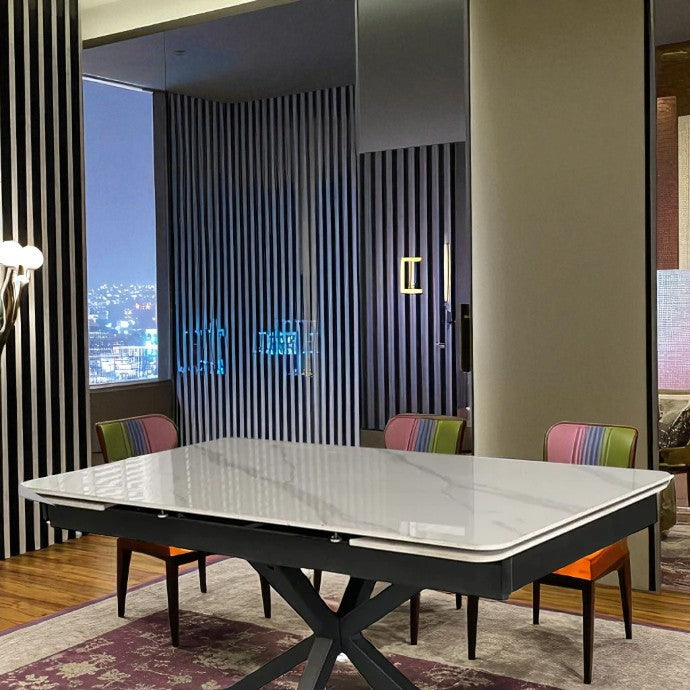 SAVONA DINING TABLE WITH 6 RUSSEL GREY CHAIRS DINING SET