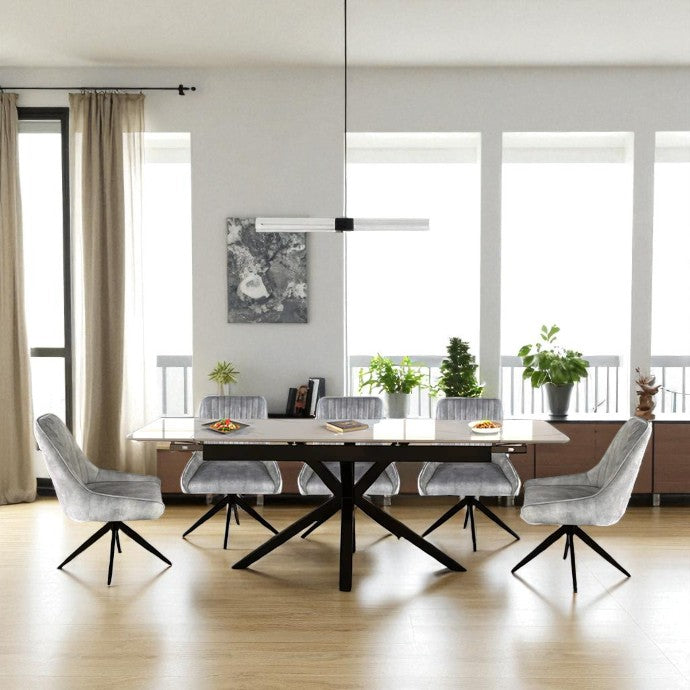 SAVONA DINING TABLE WITH 6 RUSSEL GREY CHAIRS DINING SET