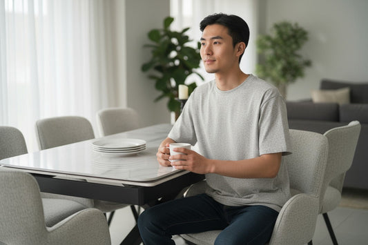 SAVONA DINING TABLE WITH 6 BRUTUS GREY  CHAIRS HEVRE 22 DINING SET